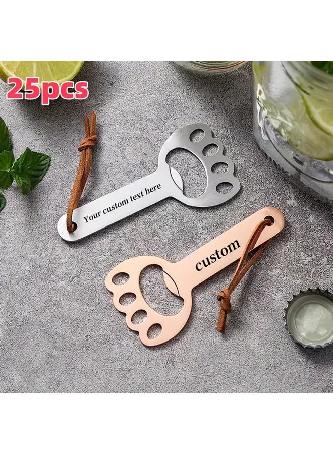 Rose Golden Hollow Claw Print Bottle Opener 25 Pcs Durable Portable Bar Accessories - Image 1